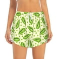 thumbnail image 2 of Gukieu Green Peas Print Women's Sports Shorts with Drawstring Elastic Waistband for Running, Yoga, Fitness-Medium, 2 of 7