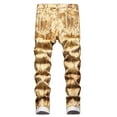 thumbnail image 3 of Ketyyh-chn99 Mens Jeans Straight Fit Jeans Medium Vintage Denim Wash Pants Yellow,42, 3 of 4