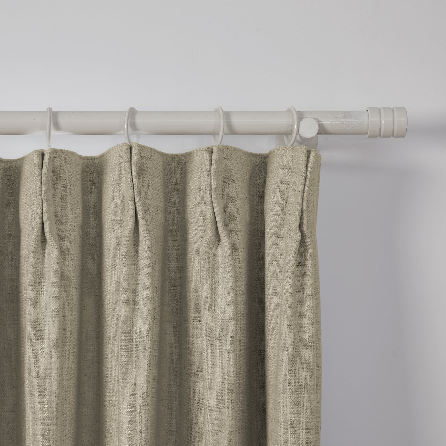 TWOPAGES Textured Linen Drapery 84 W X 63 L Inches Blackout Pinch Pleat Curtain Window Treatment for Guest Room, 1 Panel, Grey Beige