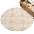 thumbnail image 2 of Round Area Rugs 3.3Ft, Beige Boho Floral Non-Slip Washable Circle Rugs Carpet, Vintage Ethnic Tribe Abstract Art Indoor Outdoor Rug Floor Mats Throw Runner for Bedroom Living Room Bathroom, 2 of 8