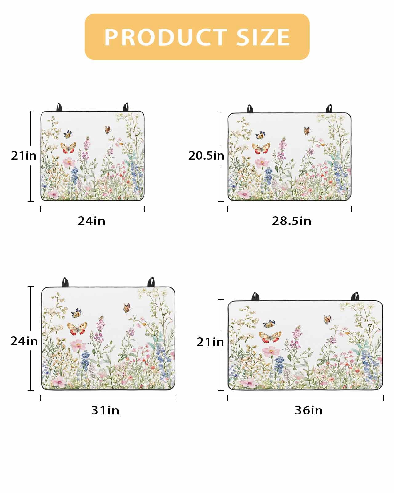 nqOlkjepod Large Induction Cooktop Protector Mat 24"x21", Spring Floral Stove Top Covers for Electric Stove, Butterfly Summer Flowers Pastoral Watercolor Stove Burner Cover Mats Stove Cover