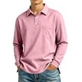 thumbnail image 3 of Trgacdwlo Mens Polo Shirt Lightweight Mens Long Sleeve Shirts Summer Fall Moisture Wicking Mens Golf Polo Shirt with Pocket Light pink XXXL, 3 of 10
