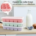 thumbnail image 3 of 3 Pieces Ice Cube Mold, Silicone Ice Cube Tray XL With Lid, Stackable And Dishwasher Safe Ice Cube Molds, For Beer,Wine And Baby Snack Included (3 Color, Set Of 3(18 Ice Cubes)), 3 of 8