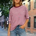 thumbnail image 4 of ABATAB Women's Striped Pullover Crewneck Long Sleeve Tops Casual Loose Trendy Workout Shirt Fall Outfits Clothes, 4 of 7