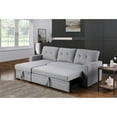 thumbnail image 3 of Hommoo 2 in 1 Pull Out Couch Bed Upholstered Sectional Sofa with Storage & Chaise, Convertible L Shaped Sleeper Sofa for Home,Light Gray, 3 of 6