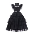 thumbnail image 1 of Disfraz de Halloween de Wednesdy Merlina Adams para niña, vestido de tul elegante para fiesta de Carnaval, traje gótico, Vestidos para niños, 1 of 5