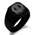 thumbnail image 1 of Stainless Steel Majesty Thor's Hammer Mjolnir Viking Engraved Square Flat Top Biker Style Polished Signet Ring, 1 of 1