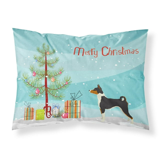 ""Caroline'S Treasures Basenji Christmas Tree Fabric Fundas De Almohada Estándar Multicolor""
