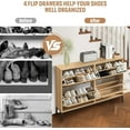 thumbnail image 6 of RARZOE Shoe Cabinet for Entryway with 4 Flip Drawers, Narrow Wood Shoe Storage Cabinet with Metal Legs, Freestanding Hidden Shoe Organizer Closed Shoe Rack Cabinet for Foyer,Hallway (47.24''Natural), 6 of 18