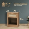 thumbnail image 4 of ARKANTOS Rattan Nightstand with Charging Station Set of 2 Bedside Table with Drawers Natural Oak, 4 of 10
