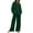 Green, variant on MuZeFu Sets for Women 2 Piece Pants Two Piece Sets for Women Womens Clothes Summer Womens Casual Shoulder Sleeved Long Sleeved Round Neck Top/Loose Straight Tube With Pocket Long Pants Set