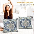 thumbnail image 6 of Boho Throw Pillow Covers Vintage Blue Yellow Pattern Bohemian Style with Floral Square Pillowcase Linen Cushion Cover Farmhouse Decorative Pillowcase for Sofa Sofa Bedroom Pack of 2 18 x 18 Inch, 6 of 6