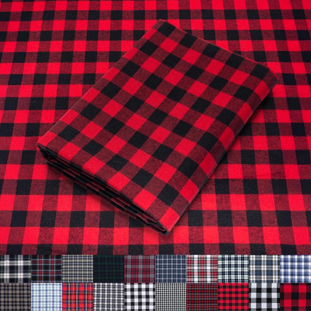 Franela de algodón Pico Textiles cuadros búfalo negro/rojo 3 m