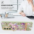 thumbnail image 2 of Compatible for Samsung Galaxy S21 FE Case with Ring Kickstand Holder Clear Floral Pattern Hybrid PC TPU Shockproof Protective Phone Case Cover for Samsung Galaxy S21 FE Women Girls, Flowers, 2 of 5
