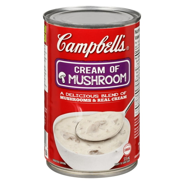 Crème de champignons prête à déguster Campbell’sMD (515 mL) Prête à déguster en quelques minutes seulement.