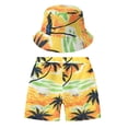thumbnail image 3 of Ticikt Boys Swim Trunks Swimwear Bathing Suits Swim Shorts Hawaii Holiday Beach Floral Pants with Hat Set,Color:Yellow,Size:2-3 Years, 3 of 3