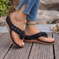 thumbnail image 4 of GERsome Women's Flip-Flops Low Wedge Open Toe Thong Sandals Comfort Slip-On Slides Summer Beach Walking Shoes, Black Size 5.5, 4 of 10