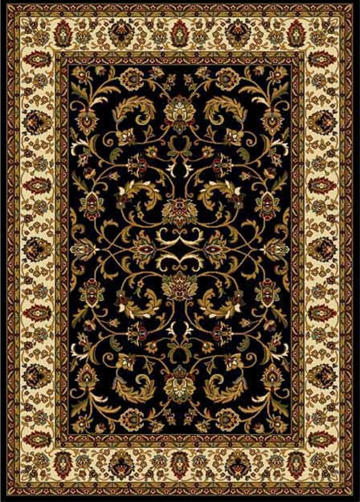 Ebony Modern Area Rug Bordered Floral Vines Carpet Actual Size 1'9'' x 7'2'' 