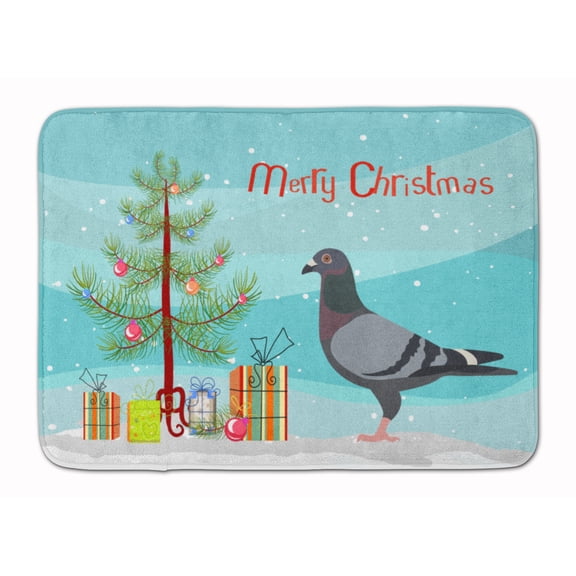 Carolines Treasures BB9318RUG Racing Pigeon Christmas Machine Washable Memory Foam Mat Teal 19 X 27" multicolor