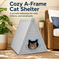 thumbnail image 2 of MINDYES Cat House, Indoor Outdoor Pet Shelter with Weatherproof Roof & Cat-shaped Door for All Small Pets, Gray, 2 of 6