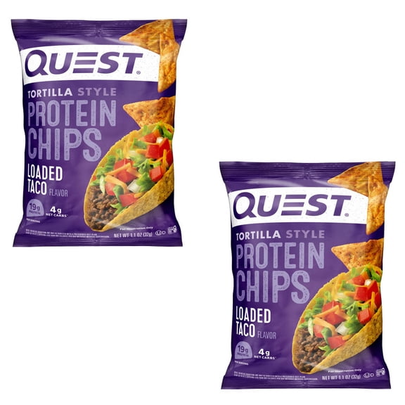(2PACK),Quest Tortilla Style Protein Chips with 19g of Protein, Loaded Taco Flavor