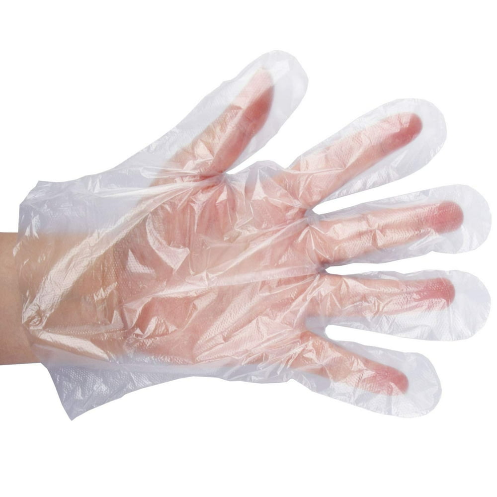 Disposable Poly Gloves, Set of 100, Thicker Disposable Food Prep Gloves