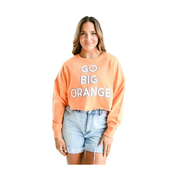 Women's Tennessee Volunteers Gameday Social Orange Raw Edge Boxy Cropped Sweatshirt