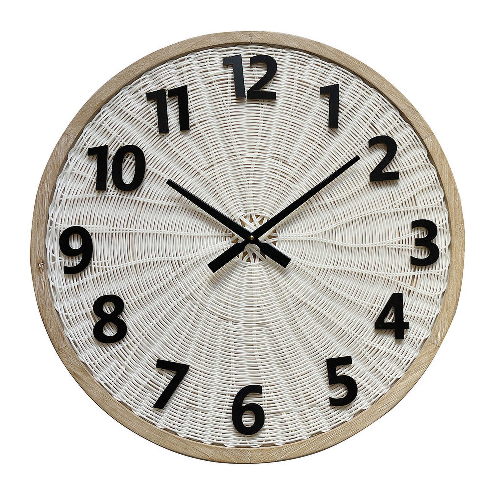 Luciana White Woven Rattan Round Wall Clock