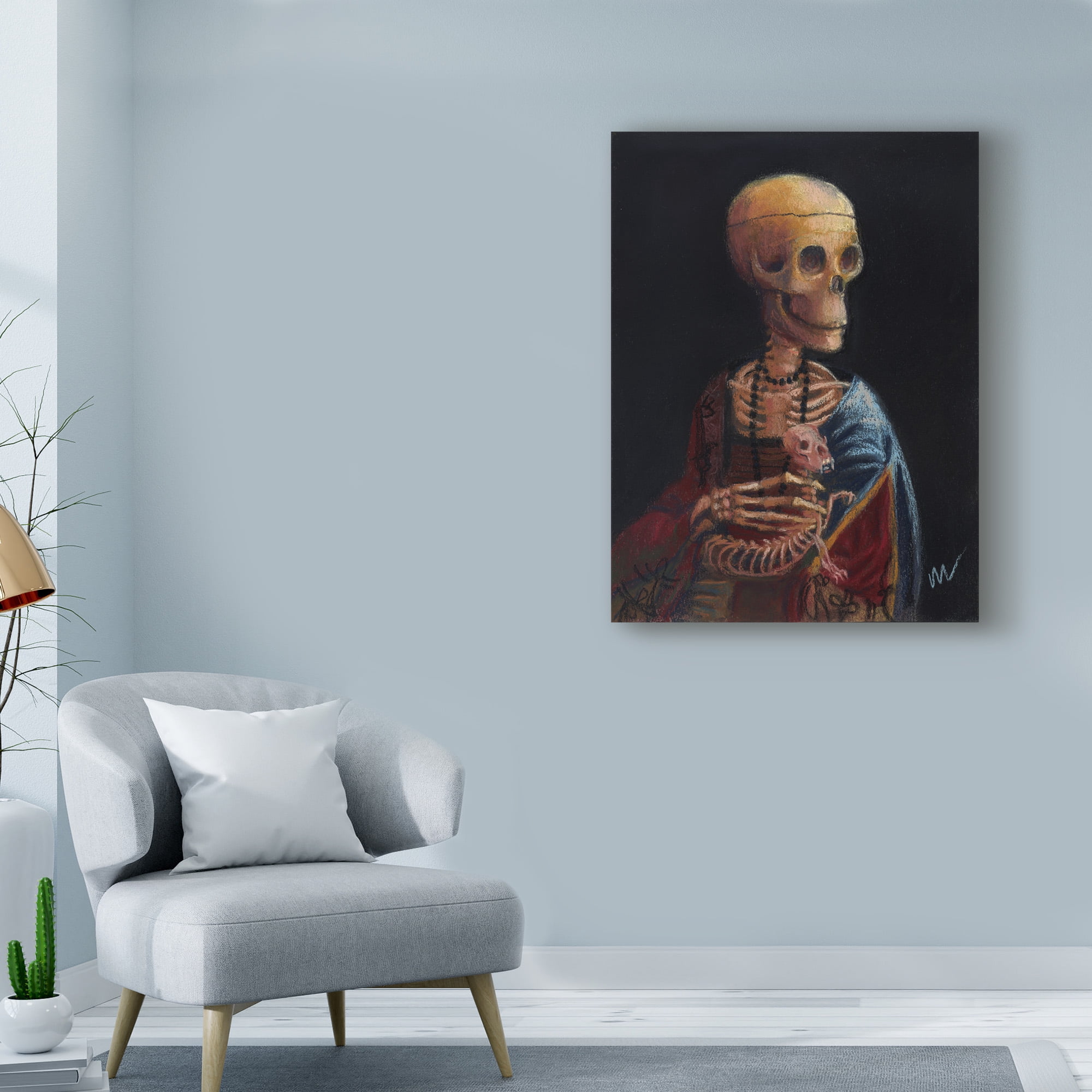 Trademark Fine Art 'Skelly With A Ferret' Canvas Art by Marie Marfia Fine Art