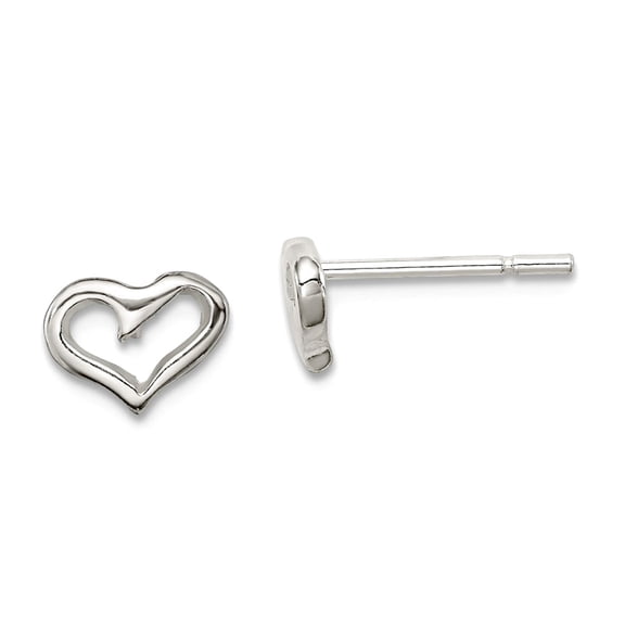 925 Sterling Silver Polished Love Heart Post Earrings 5x7mm Wide Stud Earring for Women - .7 Grams