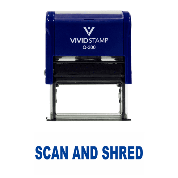 Vivid Stamp SHRED Self Inking Rubber Stamp (Blue Ink) - Large
