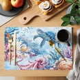 thumbnail image 2 of Sea Turtle Octopus Placemats Set of 4 Coastal Coral Summer Ocean Watercolor Place Mats Indoor Wipeable Table Mats Washable Cloth Dining Table Placemats for Kitchen Holiday Party Home Decor 13x19 Inch, 2 of 9