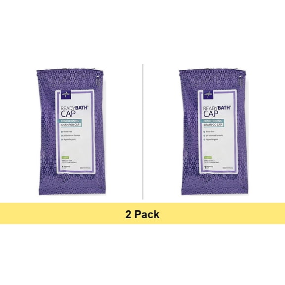 Medline ReadyBath Freshly Scented Rinse-Free Shampoo and Conditioning Cap - 2 Pack