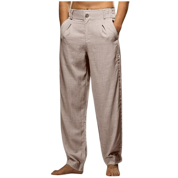 Birdeem Pants for Men Mens Casual Loose Straight Leg Solid Pants with Double Pleated Front Pocket