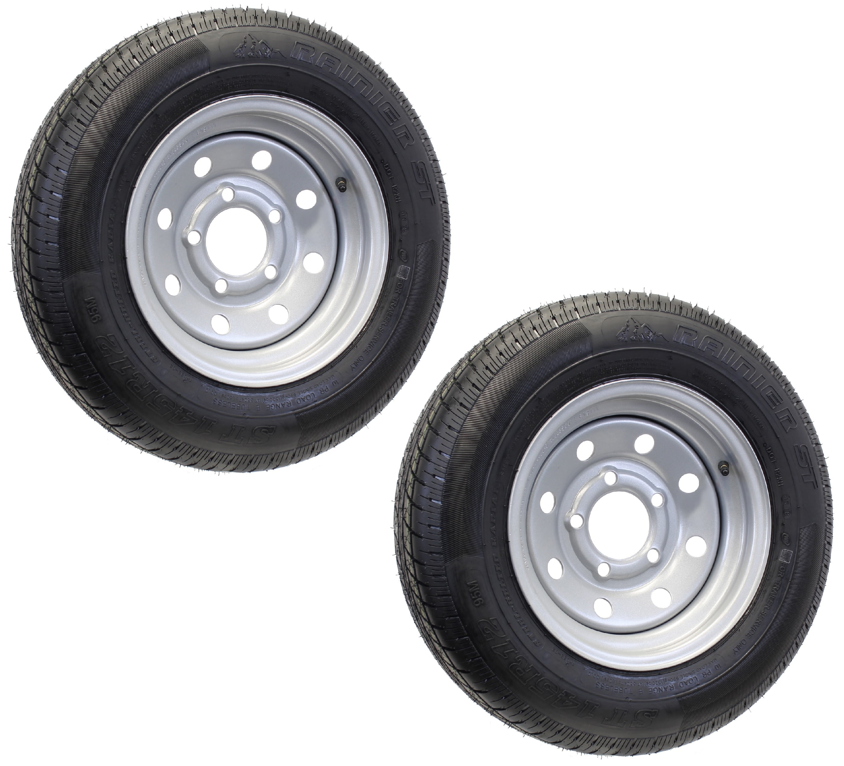 eCustomrim 2-Pack Trailer Tire Rim ST145/R12 145/R12 Load E 12 Inch 5 Lug Silver Wheel