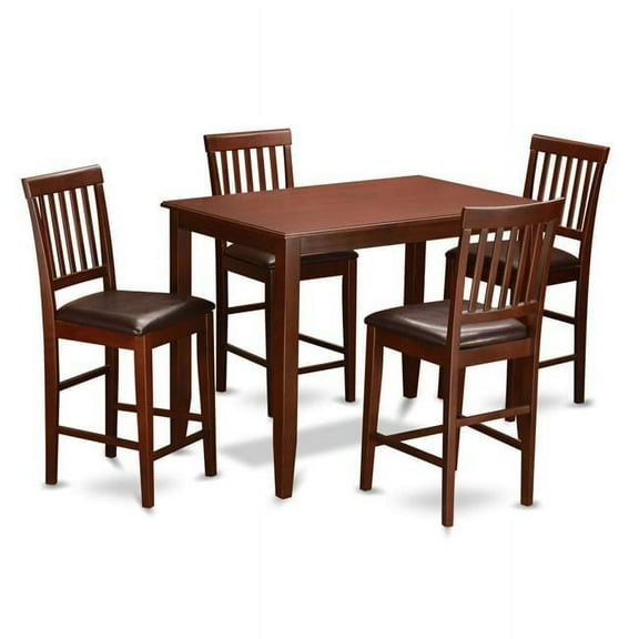 Counter Height Dining Table & 4 Kitchen Chairs, Mahogany