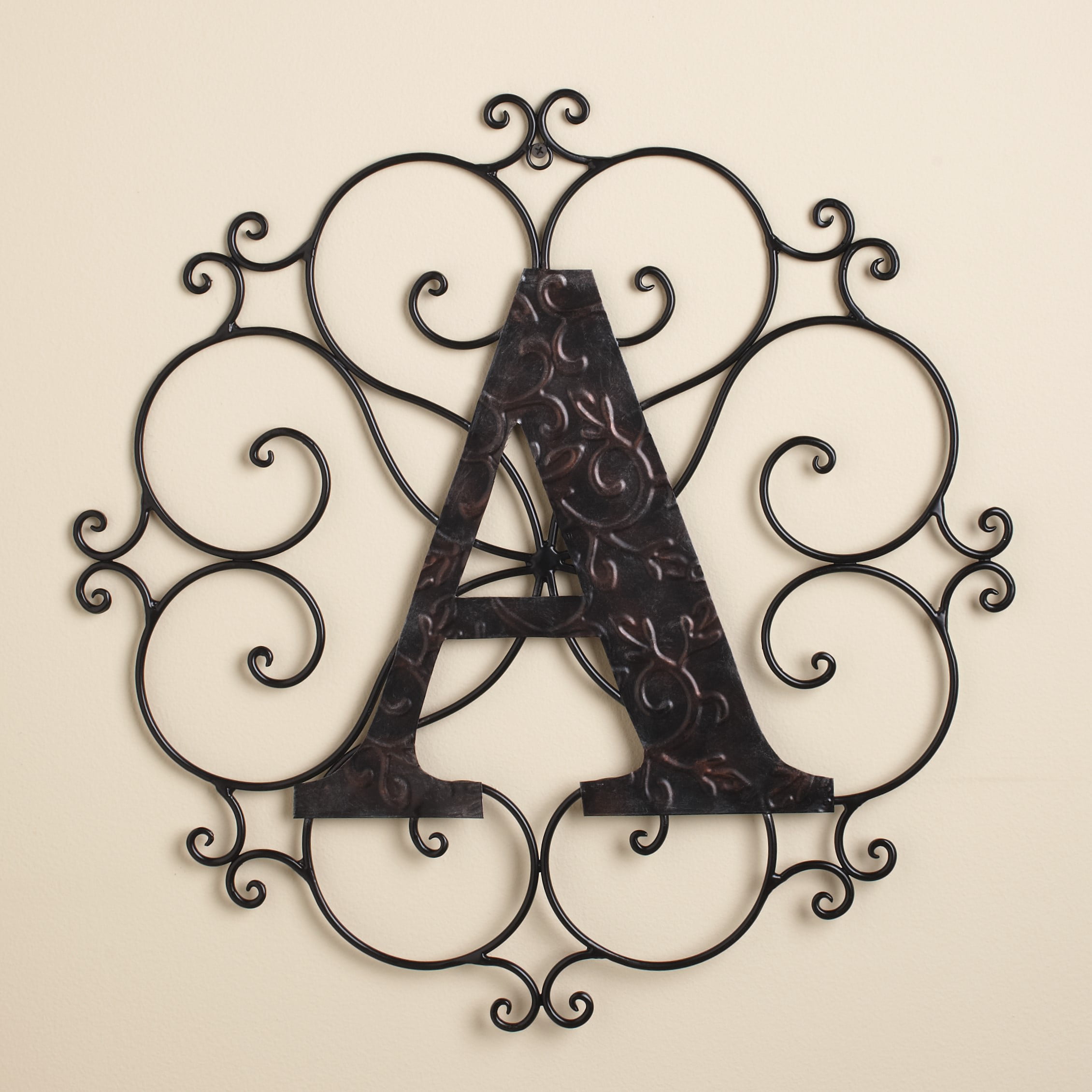The Letter D Indoor Outdoor Wall Hanging Metal Rustic Initial Scrollwork Decor 