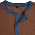 thumbnail image 5 of Men's Waffle Knit Henley Shirt Short Sleeve Summer Top Classy Vintage 3 Button Placket T Shirt Contrast Color Soft Slim Fit Stretch Dark Coffee 3X-Large, 5 of 5