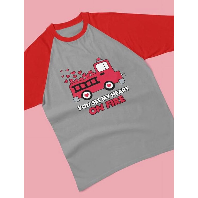Tstars Boys Unisex Valentine's Day Love You Set My Heart on Fire