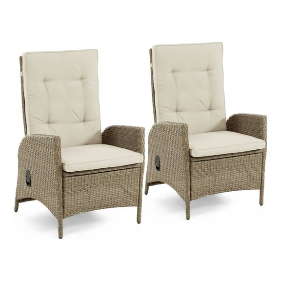 Furniture of America Dexrtus Wicker Recliner Chairs with Cushions Rattan for Outdoor, Brown
