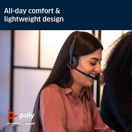 Poly - Blackwire 3220 USB-A Noise Cancelling On-Ear Headset - Black