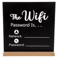 thumbnail image 1 of Letrero de contraseña WiFi de madera para mesa, con base de madera, ideal para decoración de centros de mesa de hotel, oficina y hogar., 1 of 7