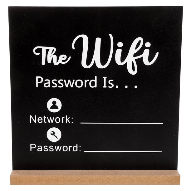Letrero de contraseña WiFi de madera para mesa, con base de madera, ideal para decoración de centros de mesa de hotel, oficina y hogar.