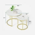 thumbnail image 4 of Algherohein Round Nesting Coffee Table Modern Marble Top Set of 2 for Living Room White Gold, 4 of 9