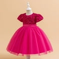 thumbnail image 5 of Girls Sequin Tulle Party Dress Short Sleeve Elegant Flower Girl Gown for Wedding Birthday Formal Occasion Outfits, 5 of 5