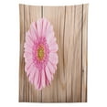 thumbnail image 3 of Ambesonne Floral Tablecloth Rectangular Table Cover, Pink Gerber on Wooden, 60"x90", Pink Brown, 3 of 4