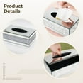 thumbnail image 3 of Luxury Glass Tissue Box Holder, Shiny Silver Modern Decor with Oval Opening for Living Room & Bathroom, Easy to Clean Rectangular Dispenser, 3 of 5