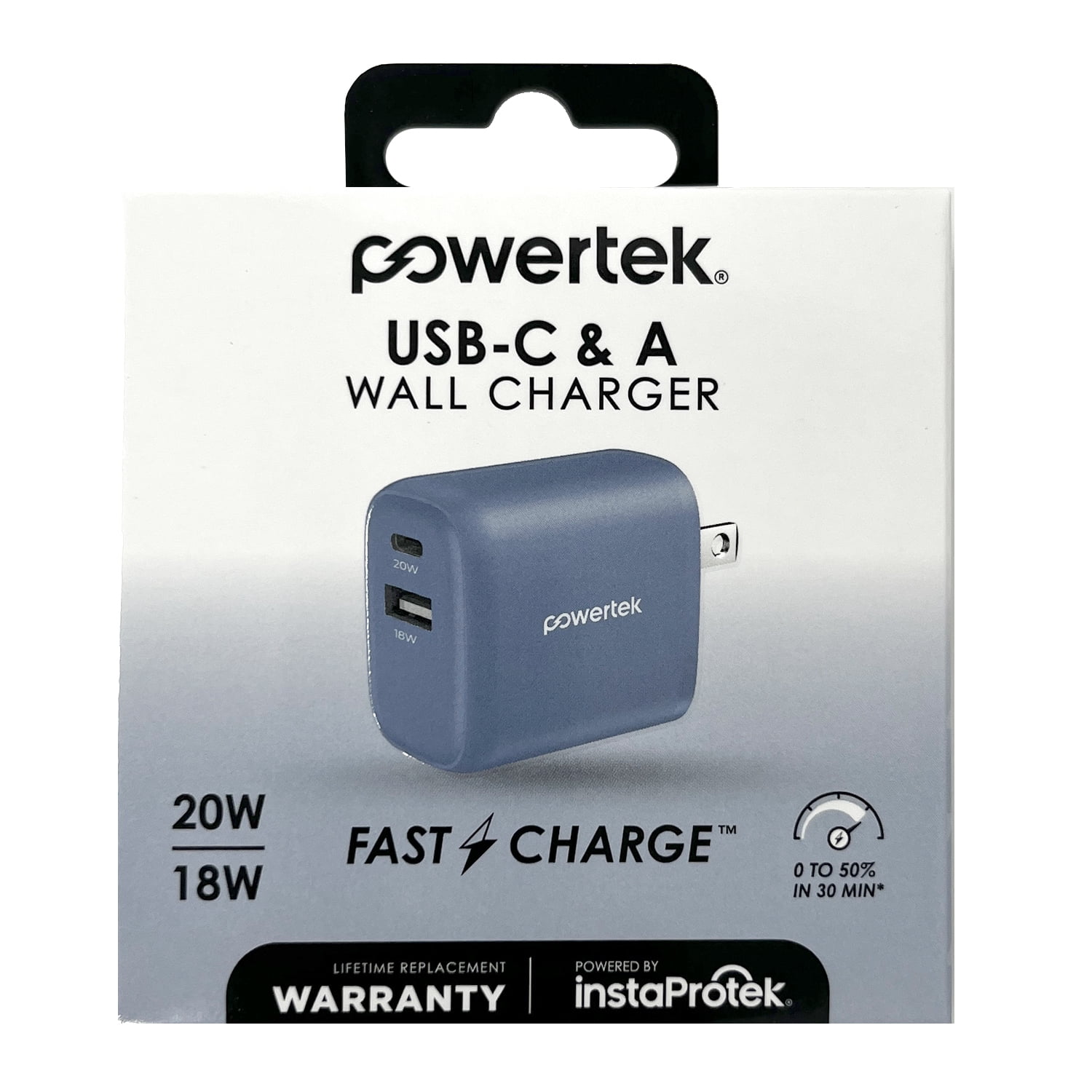 Liquipel Powertek Corduroy 20W Combo Wall Charger - Blue