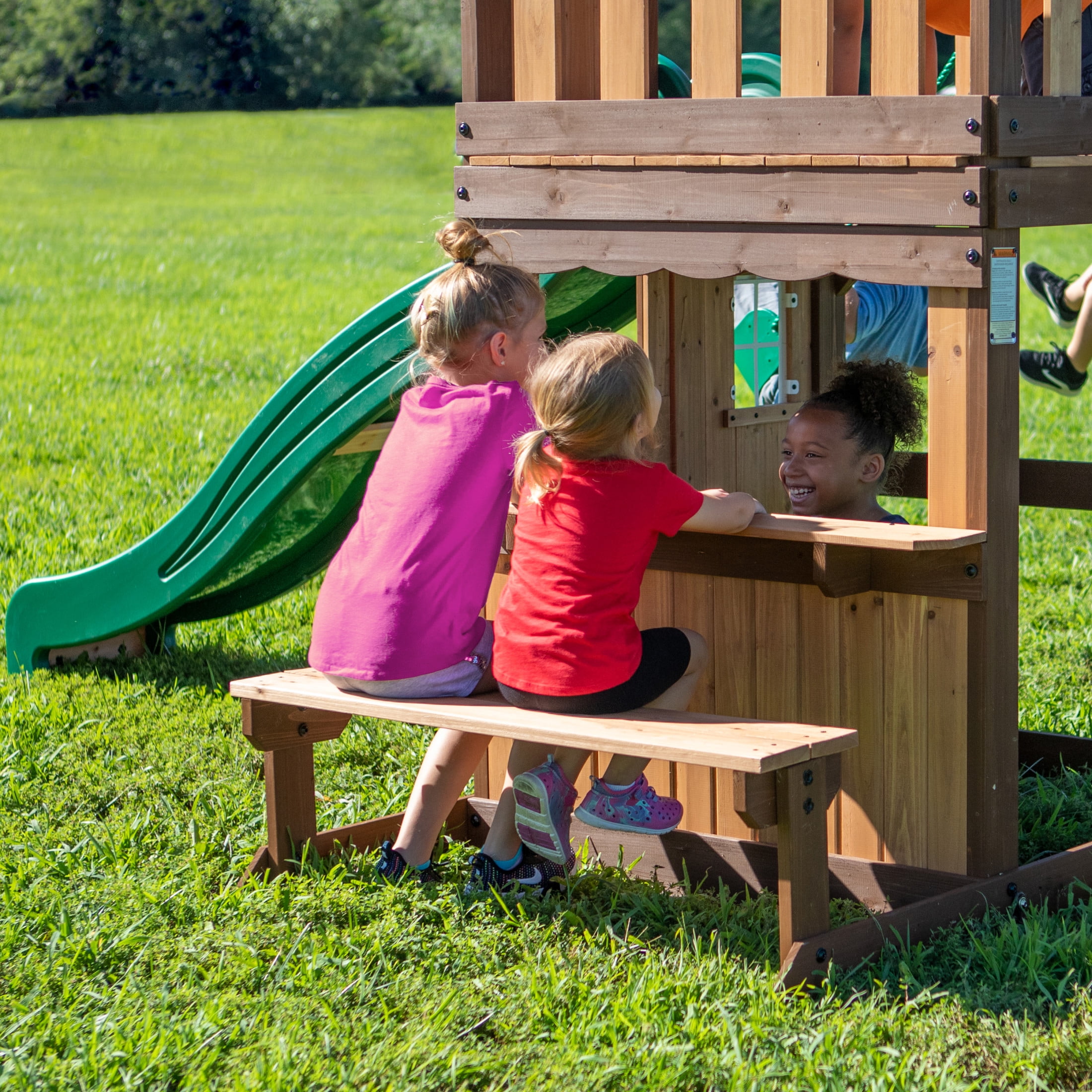 Backyard Discovery Lakewood Cedar Wood Swing Set, Slide, Clubhouse, Playhouse, Snack Bar