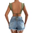 thumbnail image 3 of xiaxaixu Women’s Open Back Tank Tops Summer Sleeveless V Neck Metal Ring Front Solid Color Crop Tops, 3 of 9